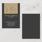 Chubby beige grijs uniek monogram visitekaartje (Voorkant / Achterkant)