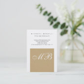 Chubby Beige Script Monogram White Visitekaartje (Staand voorkant)