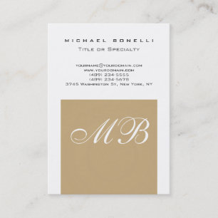 Chubby Beige Script Monogramme Carte de visite bla