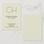 Chubby Beige Trendy Modern Monogram Visitekaartje (Voorkant / Achterkant)