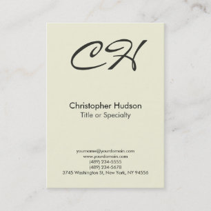 Chubby Beige Trendy Script Monogram Visitekaartje