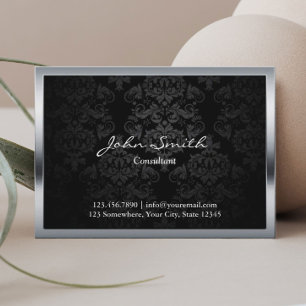 Chubby Black Damask Metal Border Visitekaartje