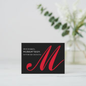 Chubby Black Red Monogram stijlvol Visitekaartje (Staand voorkant)