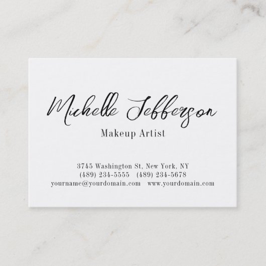 Chubby Black & White Make-up Artist Script Visitekaartje (Voorkant)