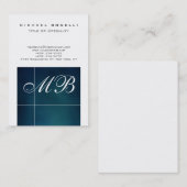 Chubby Blue Script Monogram White Visitekaartje (Voorkant / Achterkant)