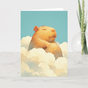Chubby Capybara rust op een wolk Kaart