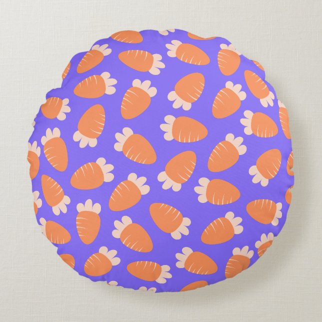 Chubby Carrots Lavendel Rond Kussen (Voorkant)