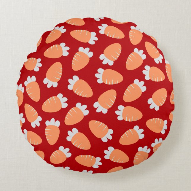 Chubby Carrots Red Rond Kussen (Voorkant)