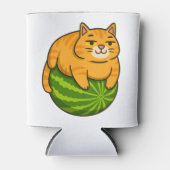 Chubby Cat op Watermelon Meme Shirt Blikjeskoeler (Voorkant)