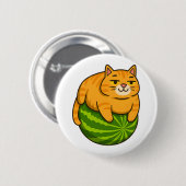 Chubby Cat op Watermelon Meme Shirt Ronde Button 5,7 Cm (Voorkant /achterkant)