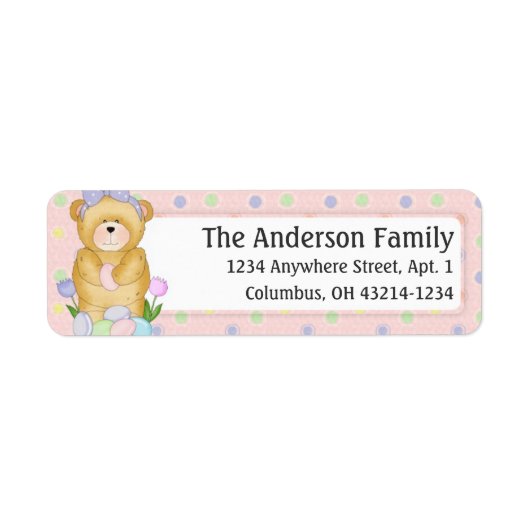 Chubby Cubby Easter Teddy Bear d1 Étiquette de adr (Devant)