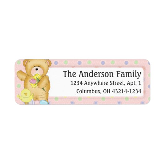 Chubby Cubby Easter Teddy Bear d4 Address Label (Voorkant)