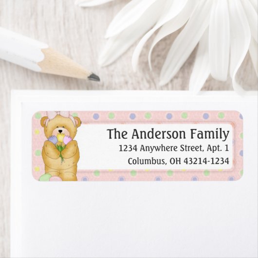 Chubby Cubby Easter Teddy Bear d5 Étiquette de adr (En situation)