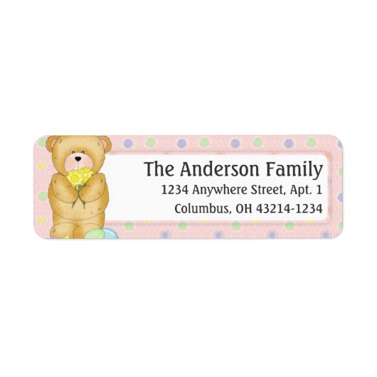 Chubby Cubby Easter Teddy Bear d6 Étiquette de adr (Devant)