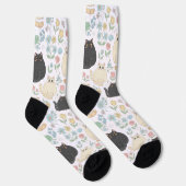 Chubby Cute Cats and Pastel Flowers Pattern Socks Sokken (Rechts)