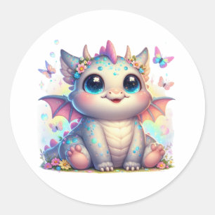 Chubby Dinosaur Pastel Dino Friend Ronde Sticker