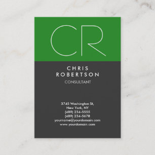 Chubby Forest Green Grey Monogram Visitekaartje
