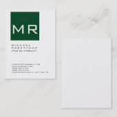 Chubby Forest Green Monogram Visitekaartje (Voorkant / Achterkant)