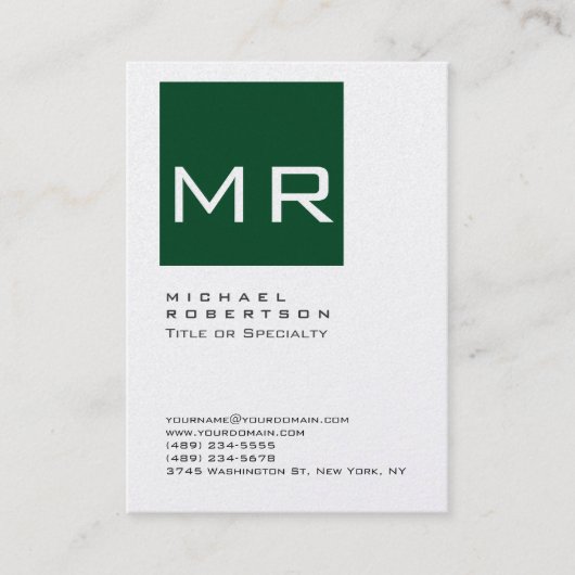 Chubby Forest Green Monogram Visitekaartje (Voorkant)