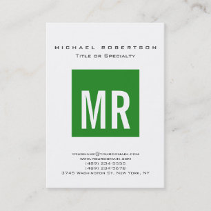 Chubby Forest Green Monogram White Visitekaartje
