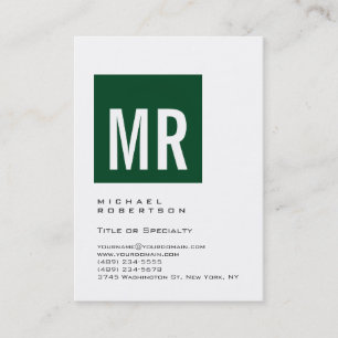 Chubby Forest Green Monogram White Visitekaartje