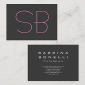 Chubby Gray Modern Monogram Visitekaartje (Voorkant / Achterkant)