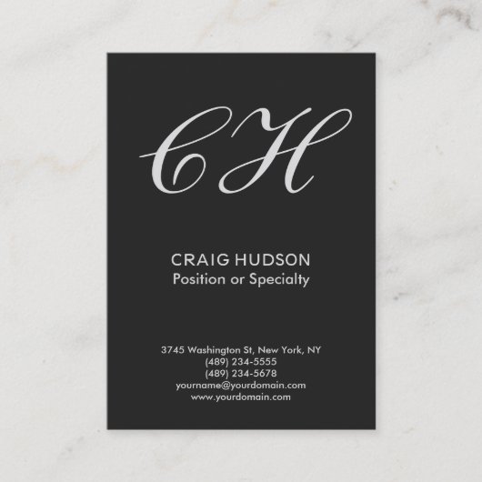 Chubby Gray Monogram Professional Visitekaartje (Voorkant)