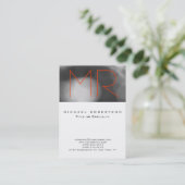 Chubby Grey Motif Orange Monogram Carte de visite (Debout devant)