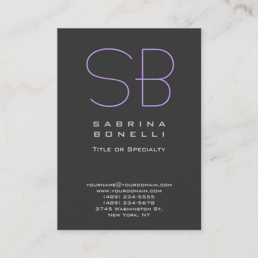 Chubby Grey Sophisticated Monogram Carte de visite (Devant)