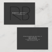 Chubby Gris Noir Carte de visite Monogramme tendan (Devant / Derrière)