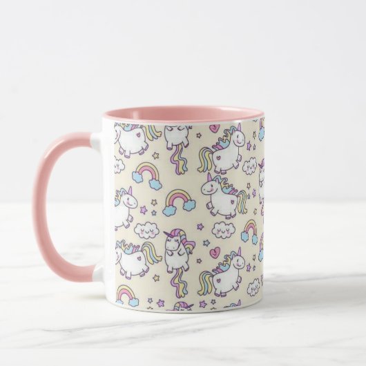 Chubby Happy UNICORNS Kawaii Cute cup mug (Gauche)