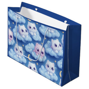 Chubby Kawaii Cats and Clouds 3D Naadloos Patroon Groot Cadeauzakje