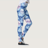 Chubby Kawaii Cats and Clouds 3D Naadloos Patroon Leggings (Rechts)