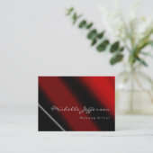 Chubby Makeup Artist Chic Red Black Visitekaartje (Staand voorkant)