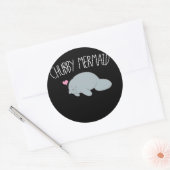 Chubby Mermaid Manatee Zee Koe Ronde Sticker (Envelop)