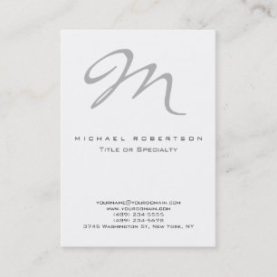Chubby Modern Gray Monogram White Visitekaartje
