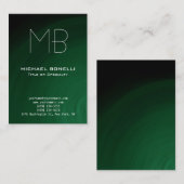 Chubby modern green monogram visitekaartje (Voorkant / Achterkant)