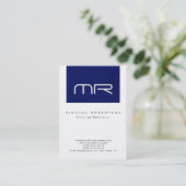 Chubby Modern Monogram White Blue Visitekaartje (Staand voorkant)