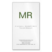 Chubby Modern Monogram White Green Visitekaartje Magnetisch Visitekaartje (Voorkant Verticaal)