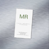 Chubby Modern Monogram White Green Visitekaartje Magnetisch Visitekaartje (Voorbeeld)