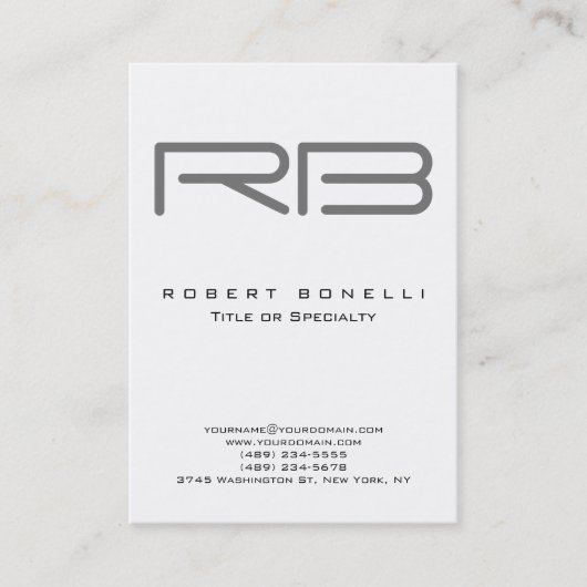 Chubby Moderne Gris Monogramme Carte de visite bla (Devant)