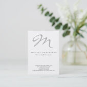 Chubby Moderne Gris Monogramme Carte de visite bla (Debout devant)