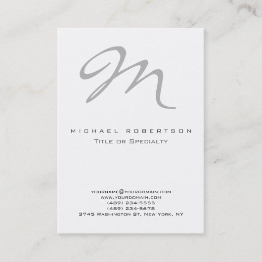 Chubby Moderne Gris Monogramme Carte de visite bla (Devant)