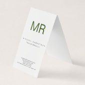 Chubby Moderne Monogramme Blanc Vert Carte de visi (Devant)