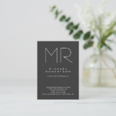Chubby Moderne Monogramme gris Carte de visite bla (Debout devant)