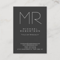 Chubby Moderne Monogramme gris Carte de visite bla