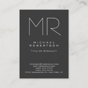 Chubby Moderne Monogramme gris Carte de visite bla