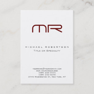 Chubby Monogram Blanc Rouge Élégant Carte de visit