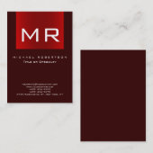 Chubby Monogram Brown Red Clean Carte de visite (Devant / Derrière)