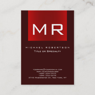 Chubby Monogram Brown Red Clean Carte de visite